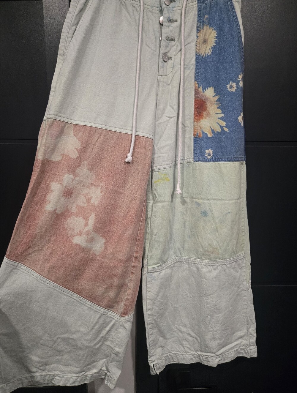Anthropologie Pilcro Wide Leg Patchwork Pull On High Rise Pants L - Picture 2 of 9